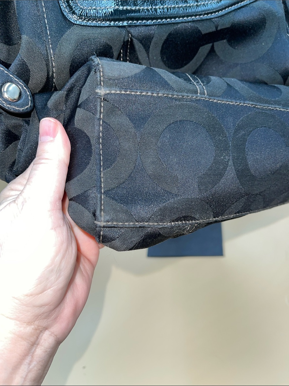 Coach Black Signature Canvas Tote with Gloss Trim - Picture 10 of 14
